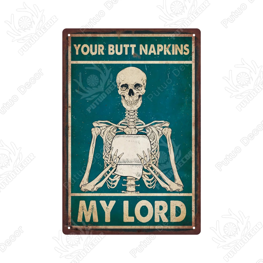 Funny Vintage Bathroom Sign - Retro Toilet Humor Metal Wall Plaque