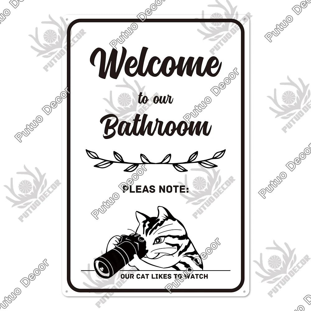 Funny Vintage Bathroom Sign - Retro Toilet Humor Metal Wall Plaque
