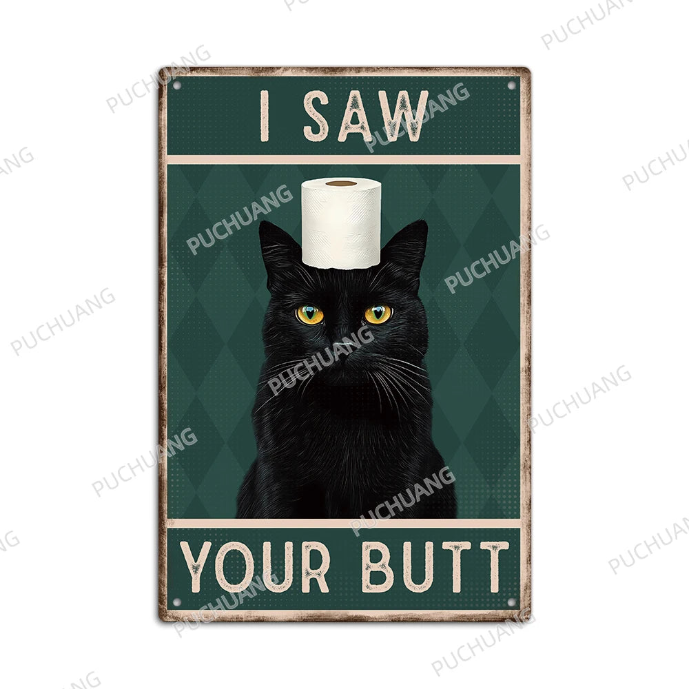 Funny Vintage Bathroom Sign - Retro Toilet Humor Metal Wall Plaque