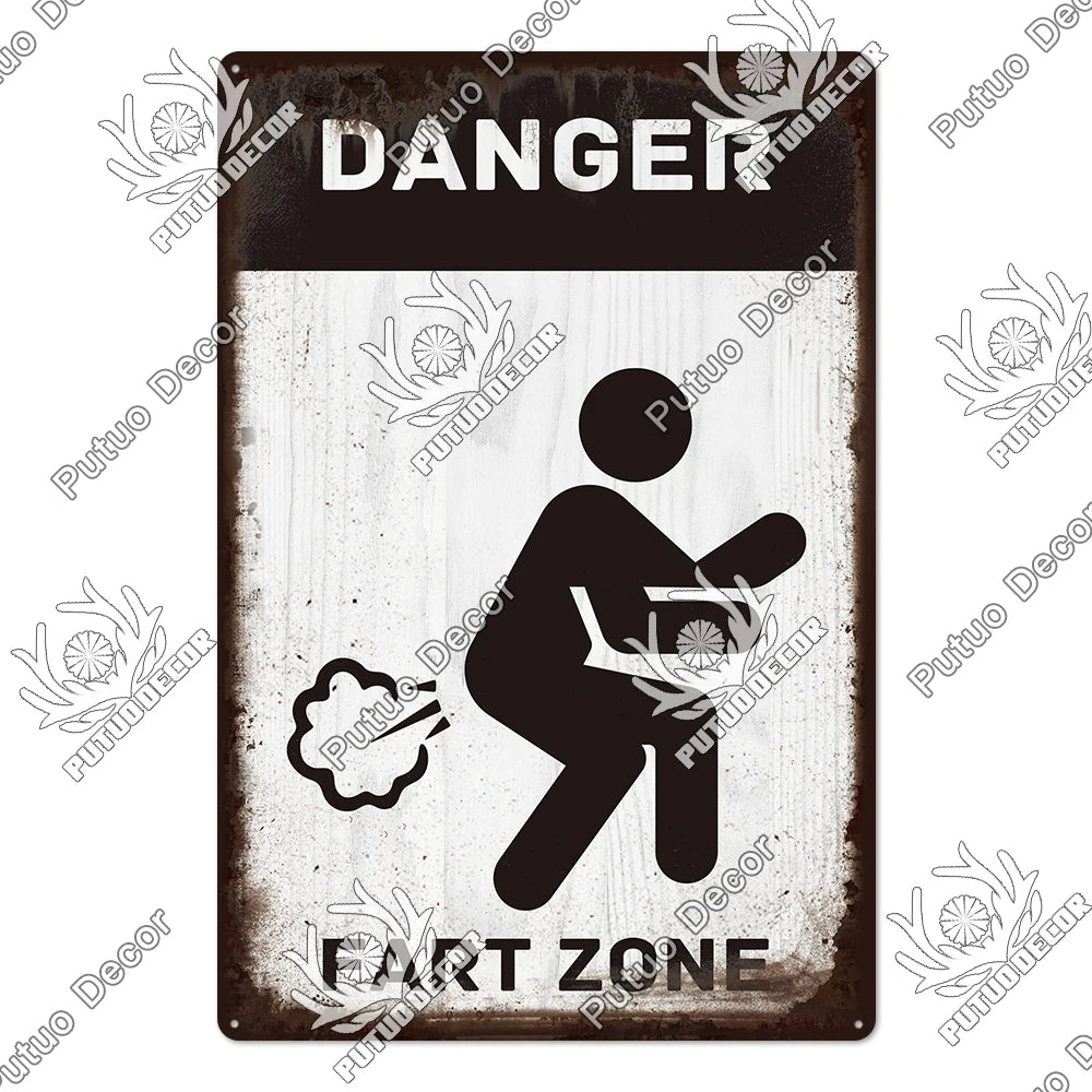 Funny Vintage Bathroom Sign - Retro Toilet Humor Metal Wall Plaque