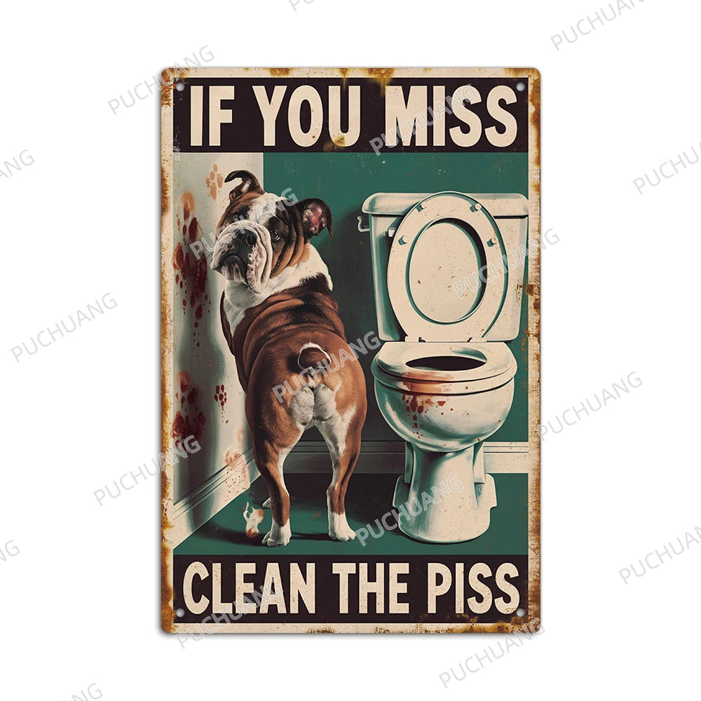 Funny Vintage Bathroom Sign - Retro Toilet Humor Metal Wall Plaque
