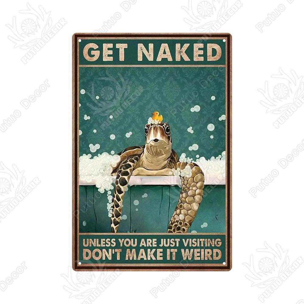Funny Vintage Bathroom Sign - Retro Toilet Humor Metal Wall Plaque