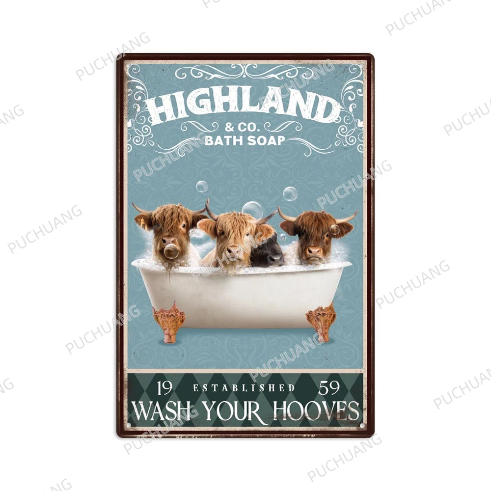 Funny Vintage Bathroom Sign - Retro Toilet Humor Metal Wall Plaque