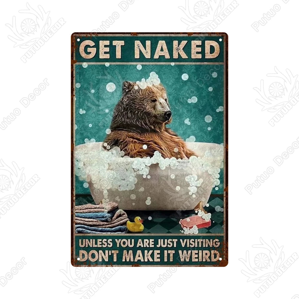 Funny Vintage Bathroom Sign - Retro Toilet Humor Metal Wall Plaque