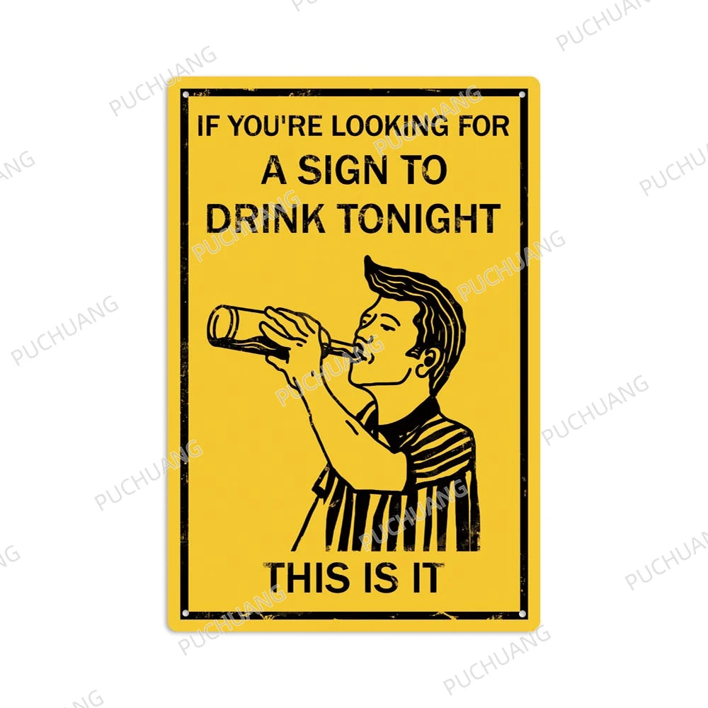 Funny Vintage Bathroom Sign - Retro Toilet Humor Metal Wall Plaque