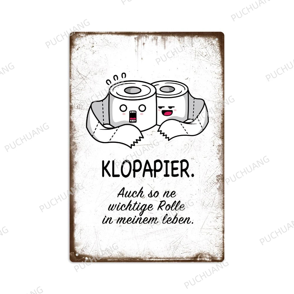 Funny Vintage Bathroom Sign - Retro Toilet Humor Metal Wall Plaque