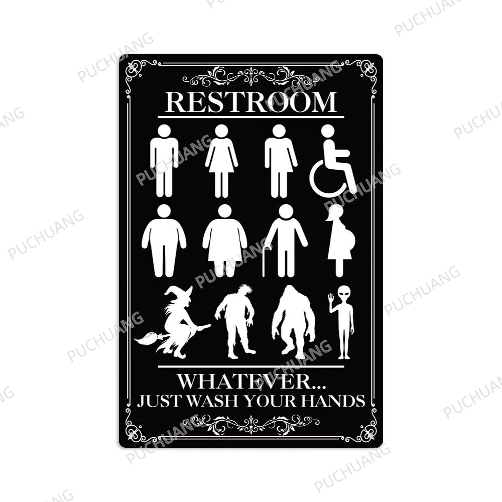 Funny Vintage Bathroom Sign - Retro Toilet Humor Metal Wall Plaque