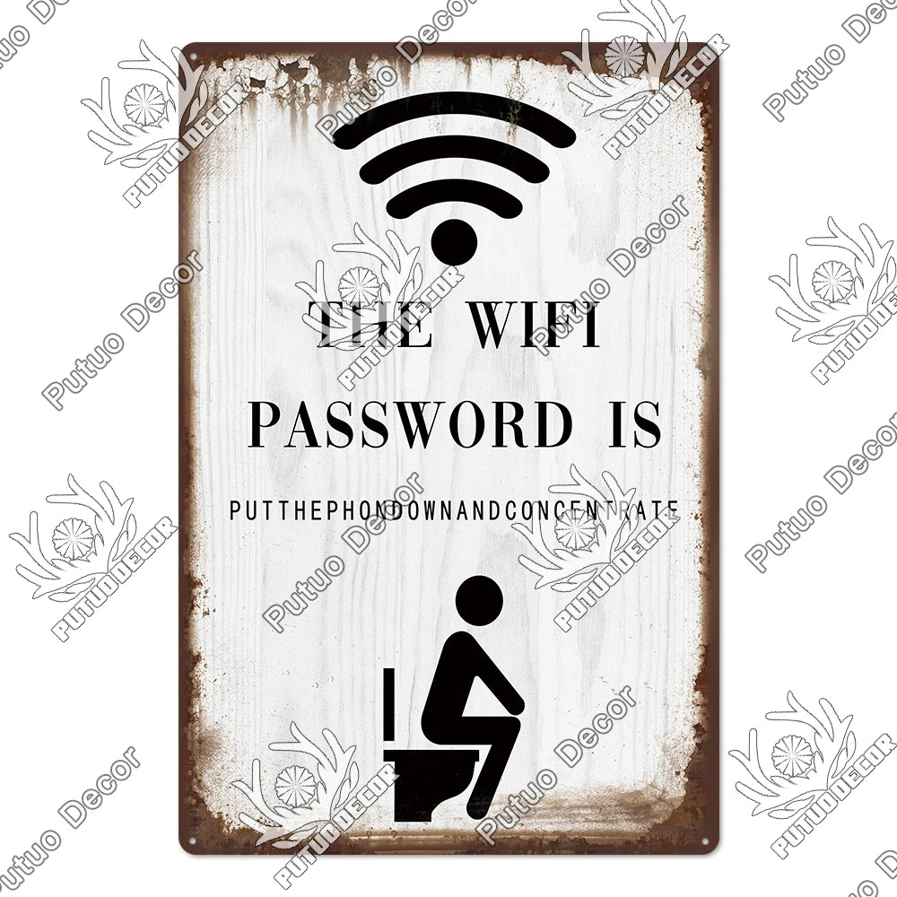 Funny Vintage Bathroom Sign - Retro Toilet Humor Metal Wall Plaque