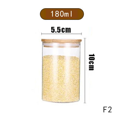 Glass Mason Spice Jar with Bamboo Lid – Airtight Borosilicate Storage Container