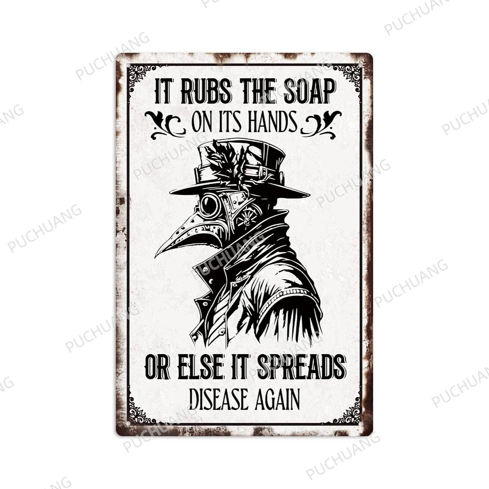 Funny Vintage Bathroom Sign - Retro Toilet Humor Metal Wall Plaque