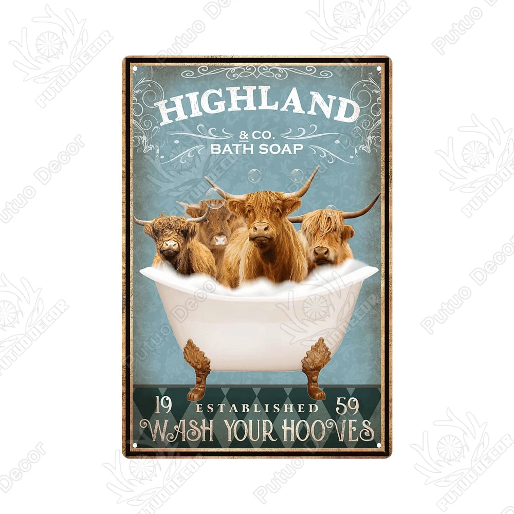 Funny Vintage Bathroom Sign - Retro Toilet Humor Metal Wall Plaque