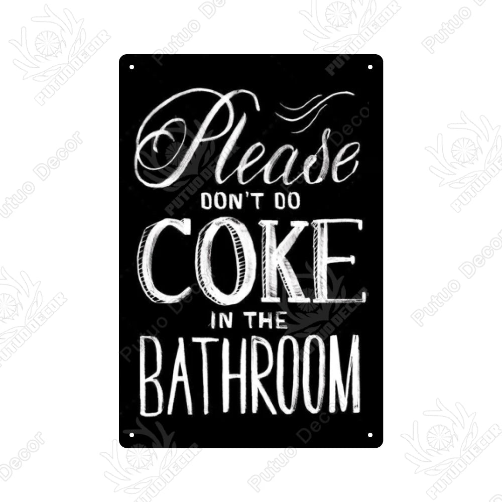 Funny Vintage Bathroom Sign - Retro Toilet Humor Metal Wall Plaque