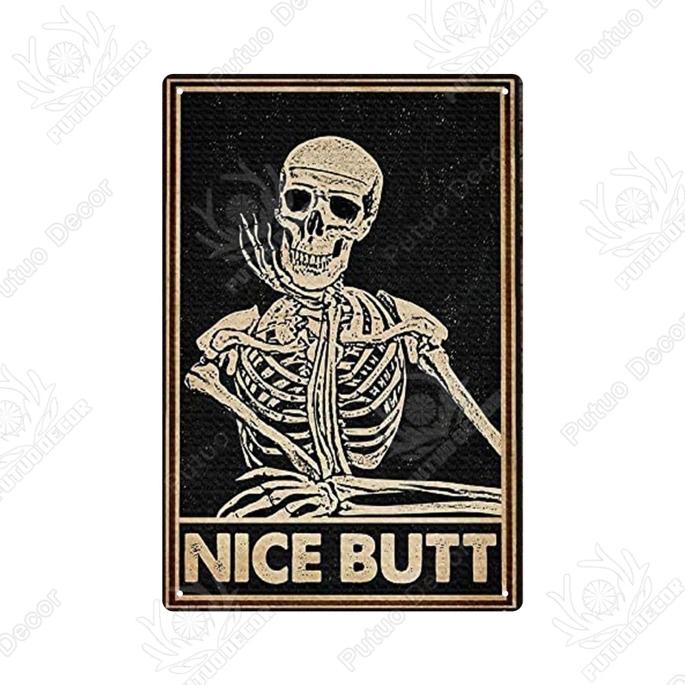 Funny Vintage Bathroom Sign - Retro Toilet Humor Metal Wall Plaque