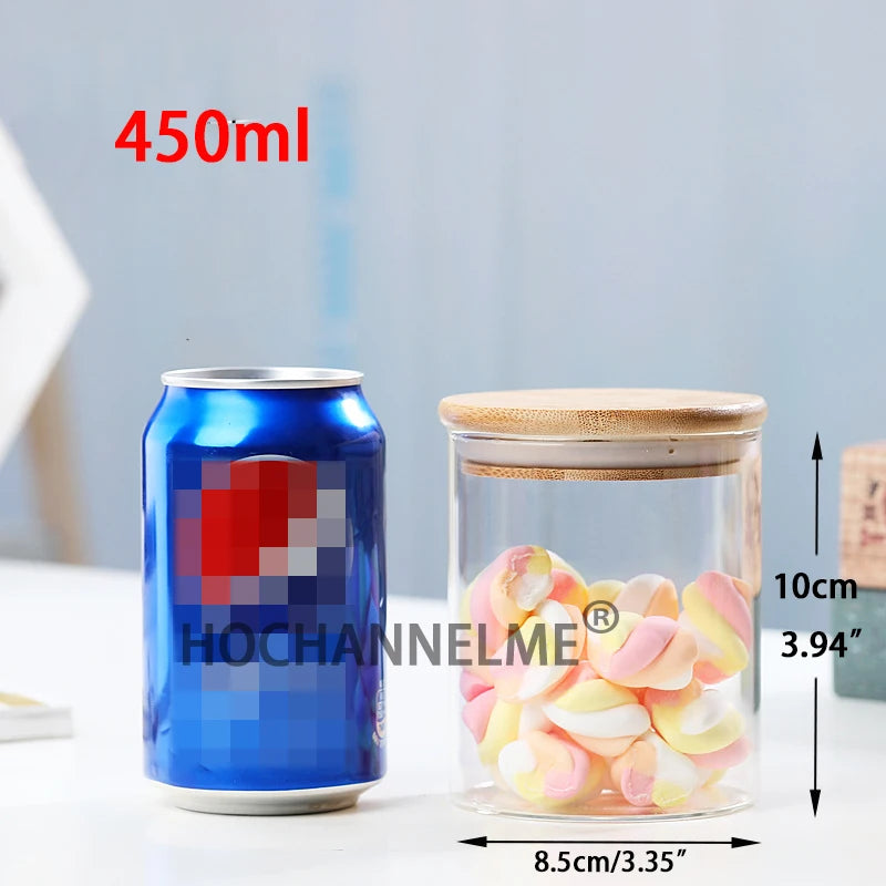 Glass Mason Spice Jar with Bamboo Lid – Airtight Borosilicate Storage Container