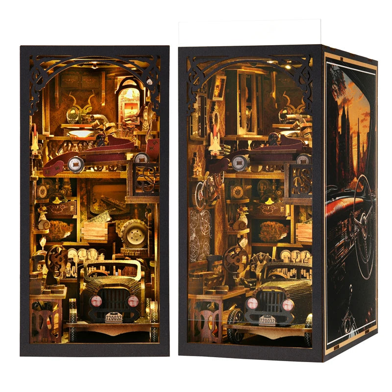 Wooden Classic Car DIY Book Nook Kit – Retro 3D Puzzle with Light Effect