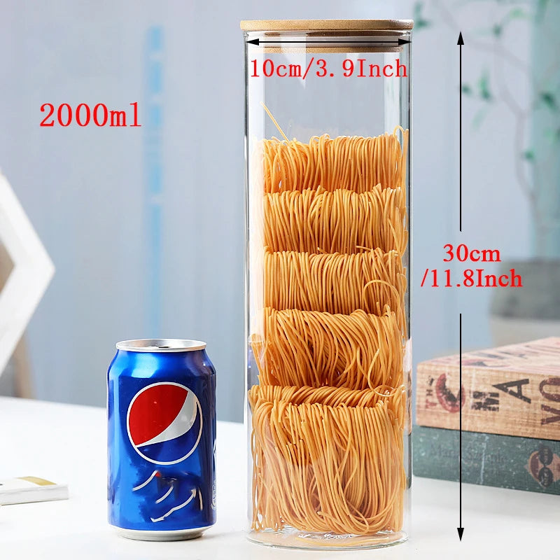 Glass Mason Spice Jar with Bamboo Lid – Airtight Borosilicate Storage Container