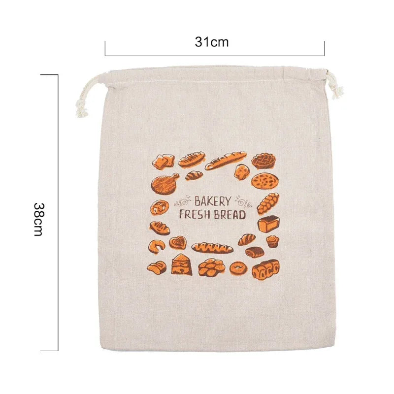 Linen Bread Bag – Reusable Portable French Baguette & Toast Pull Bag - Nanna's Unique Findings