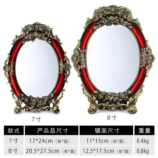 Red Rose Oval Vanity Mirror – HD Glass, Desktop Accent