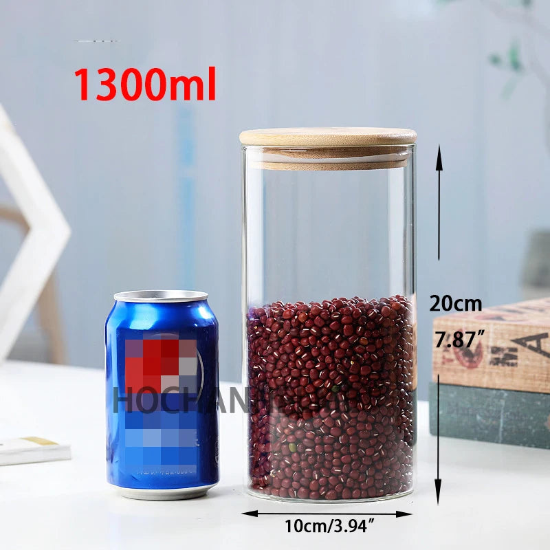 Glass Mason Spice Jar with Bamboo Lid – Airtight Borosilicate Storage Container