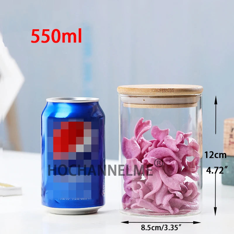 Glass Mason Spice Jar with Bamboo Lid – Airtight Borosilicate Storage Container