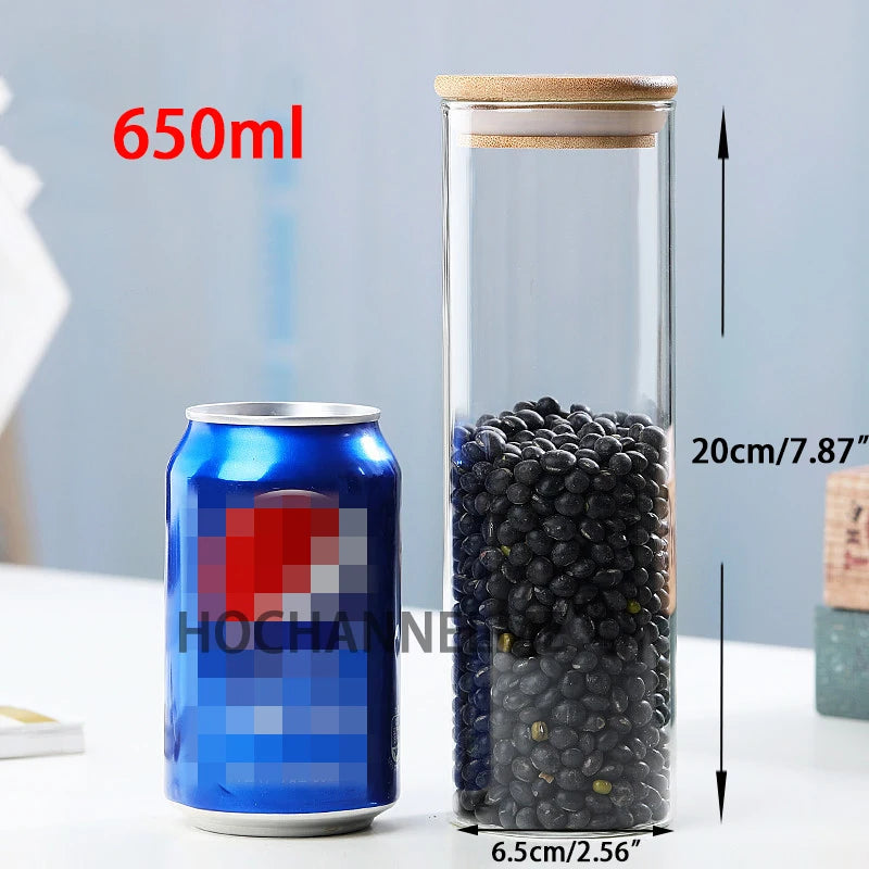 Glass Mason Spice Jar with Bamboo Lid – Airtight Borosilicate Storage Container