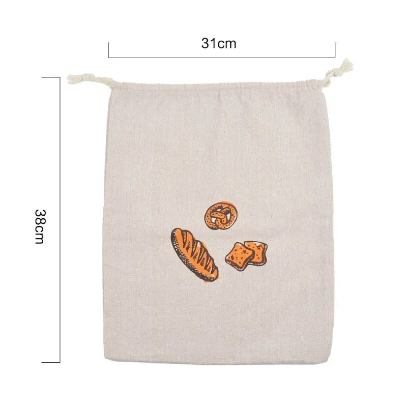Linen Bread Bag – Reusable Portable French Baguette & Toast Pull Bag - Nanna's Unique Findings