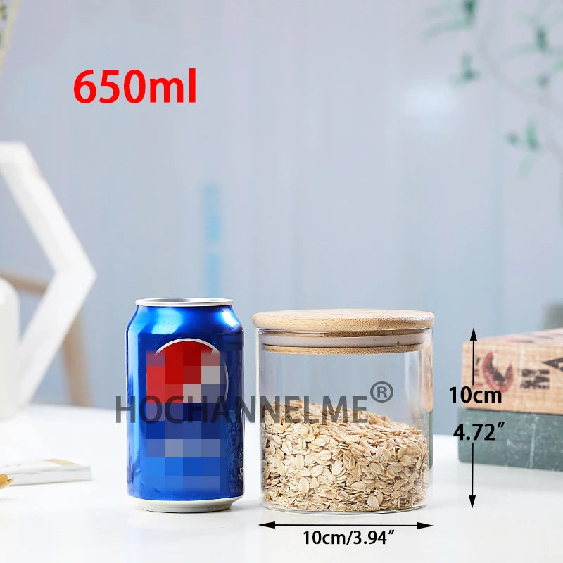 Glass Mason Spice Jar with Bamboo Lid – Airtight Borosilicate Storage Container