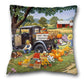 Farmhouse Autumn Harvest Oil Painting Cushion Case – Ultra Soft Plush Scenic Pillow Cover