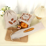 Linen Bread Bag – Reusable Portable French Baguette & Toast Pull Bag - Nanna's Unique Findings