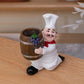 Chef-Themed Toothpick Holder with Wooden Bucket – Charming Resin Kitchen Décor