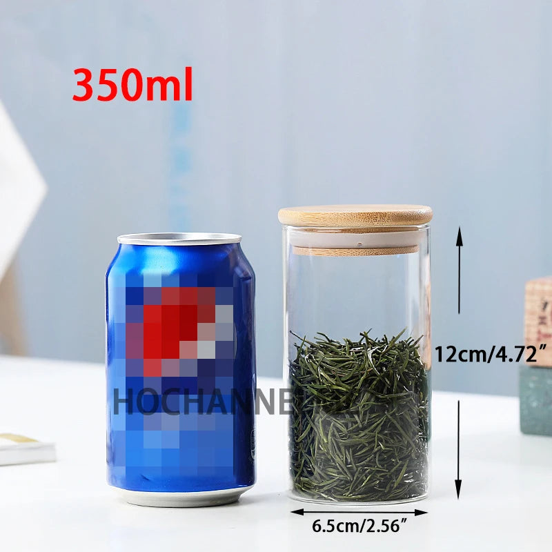 Glass Mason Spice Jar with Bamboo Lid – Airtight Borosilicate Storage Container