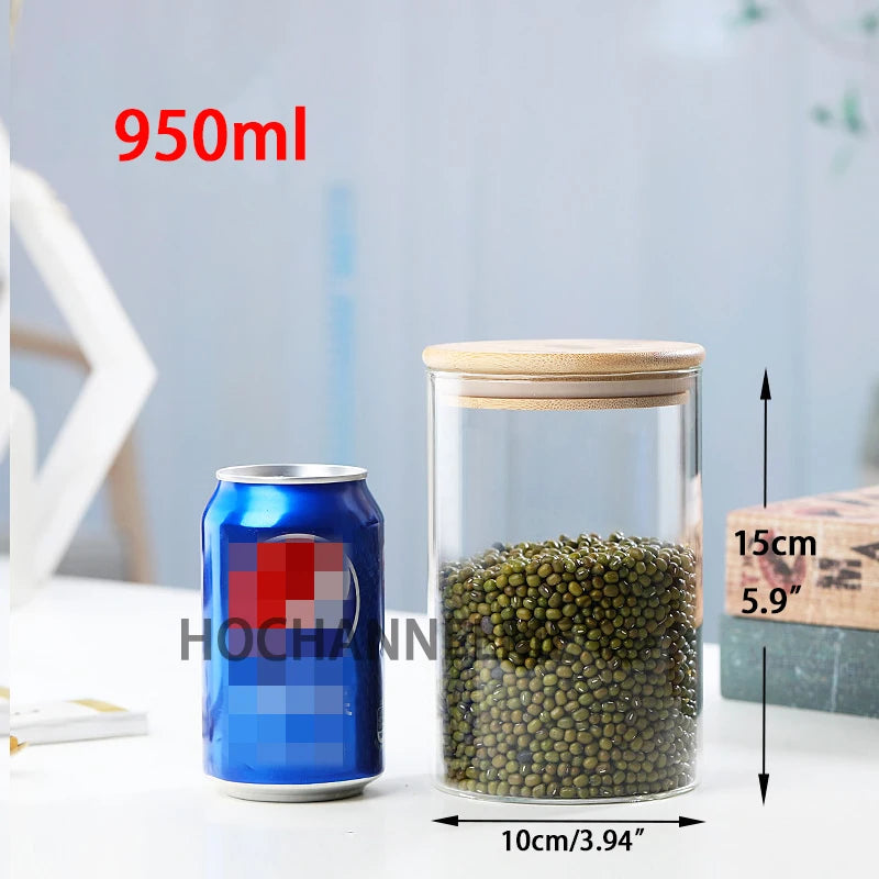 Glass Mason Spice Jar with Bamboo Lid – Airtight Borosilicate Storage Container