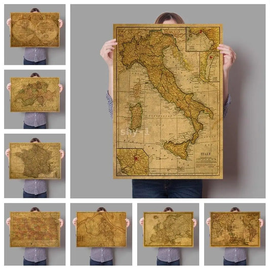 Antique World Map Canvas Print – Unframed Horizontal Wall Art for Home & Office Décor