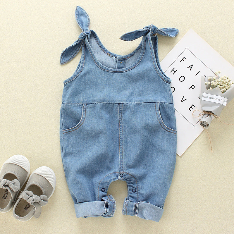 Vintage-inspired baby denim overalls for farmhouse kids style
