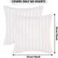 Set of white pillow covers with dimensions on a white background