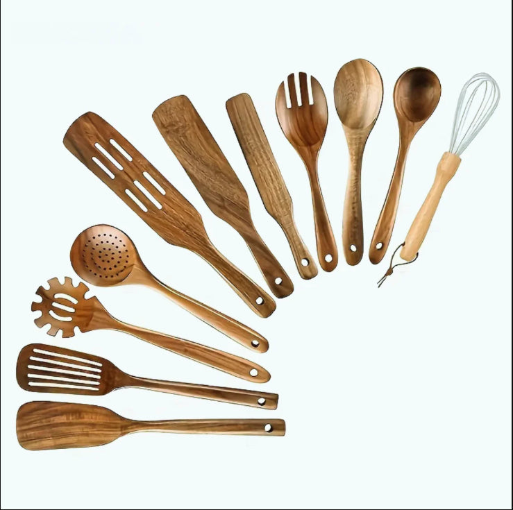 High-Temperature Wooden Cooking Utensil Set – 7-Piece Acacia Wood Kitchen Tools