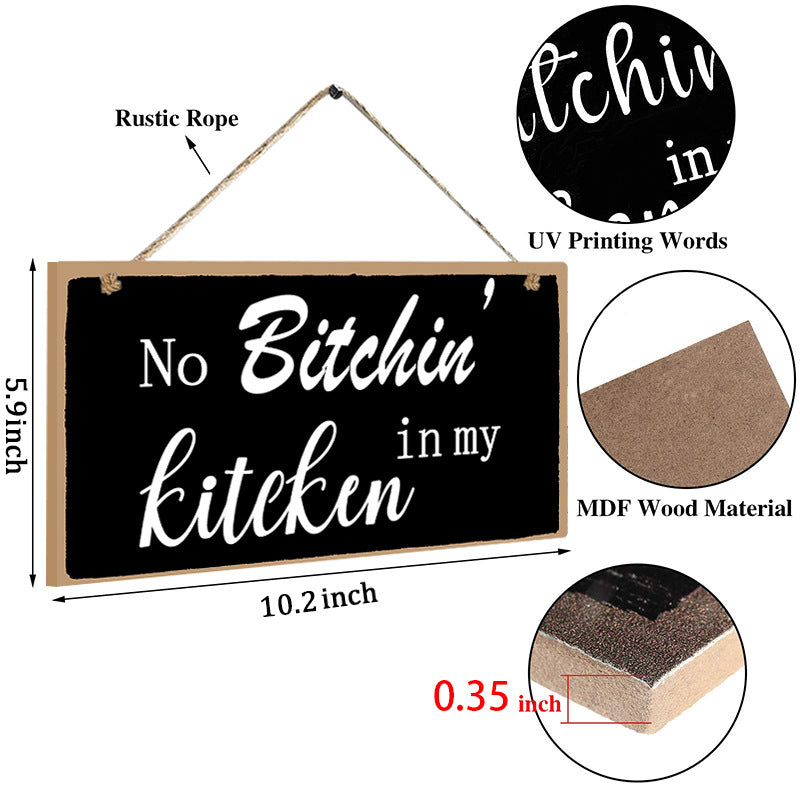 rustic rope holding a wood sign with dimensions