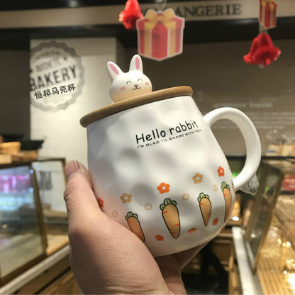 Cute Rogue Rabbit Ceramic Mug Mug With Lid Spoon