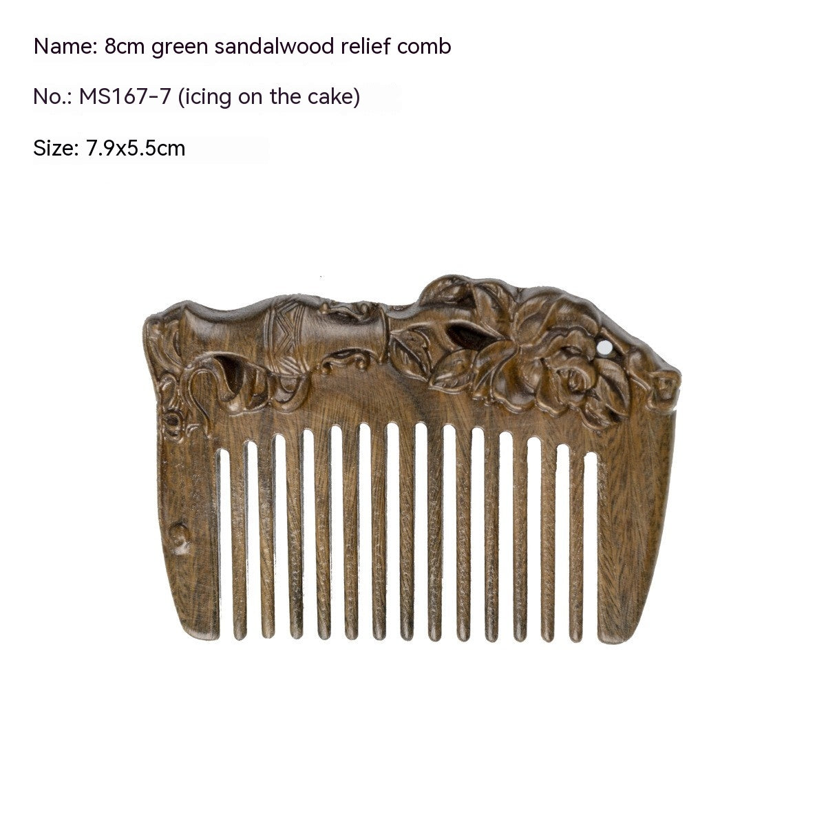 Antique Mini Sandalwood Comb – Hand‑Polished Green Sandalwood