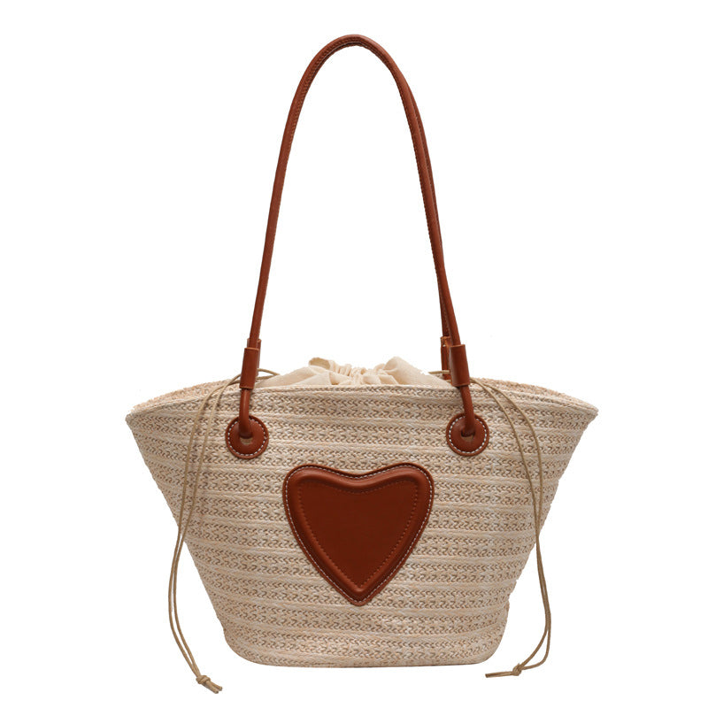 Simple Woven Straw Tote Bag - Natural Beach & Market Bag