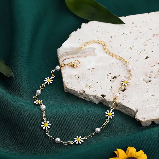 Handmade Bohemian Daisy Anklet – Women’s Summer Jewelry - Nanna's Unique Findings