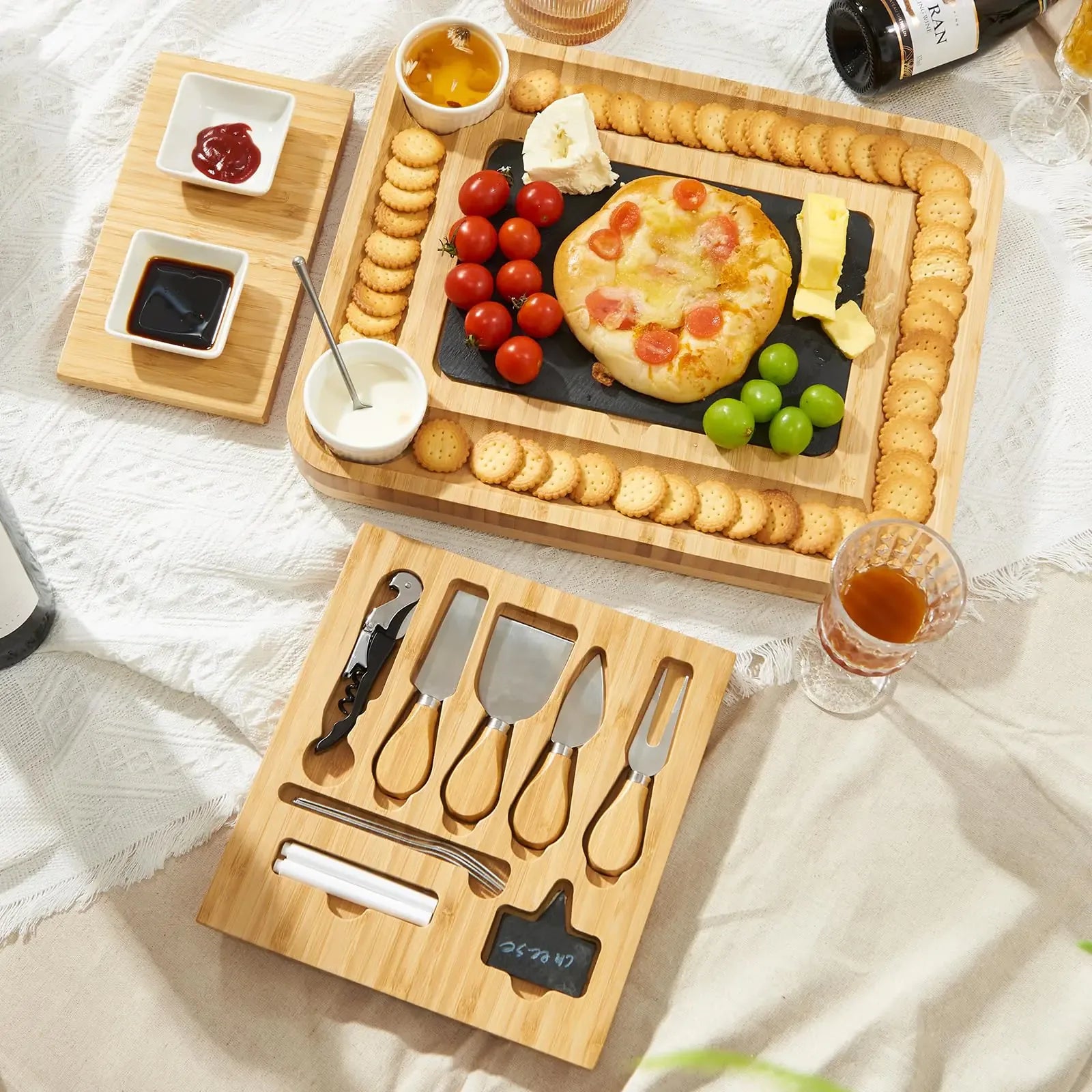 Bamboo Elegance Charcuterie & Cheese Board Set Eco-Friendly - Nanna's Unique Findings