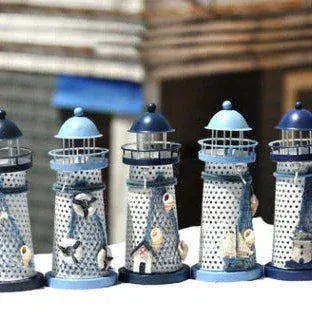 Medium Tin Lighthouse Candle Holder – Nautical Metal Home Decor (14 cm) - Nanna's Unique Findings