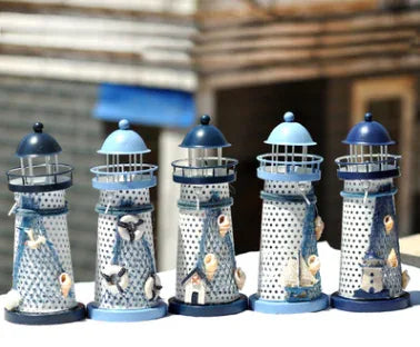 Medium Tin Lighthouse Candle Holder – Nautical Metal Home Decor (14 cm) - Nanna's Unique Findings