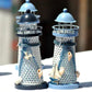 Medium Tin Lighthouse Candle Holder – Nautical Metal Home Decor (14 cm) - Nanna's Unique Findings