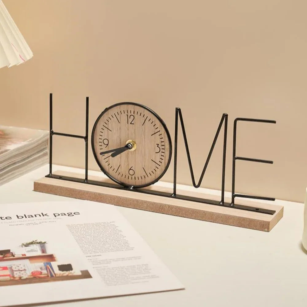 Creative Retro Black Desk Clock – Handmade Decorative Accent for Living Room, Bedroom & Office - Nanna's Unique Findings