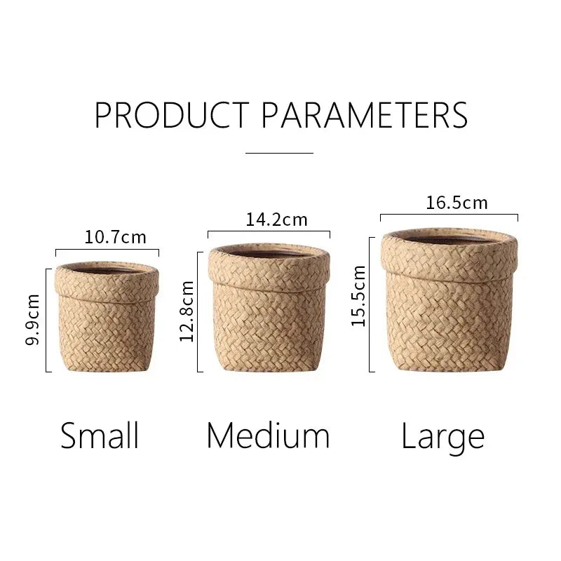 Farmhouse Tassel Bag Cement Planter – Small Succulent Pot with Drainage Hole - Nanna's Unique Findings