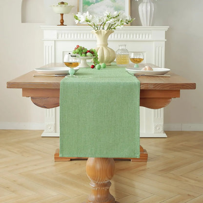 Green Linen Table Runner – 13x60" Alsoo Boho Farmhouse Decor - Nanna's Unique Findings