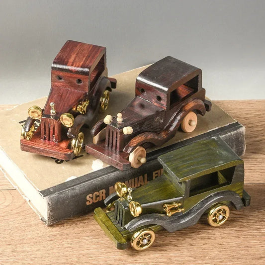 Vintage Wooden Car Model – Antique Retro Classic Decorative Automobile Sculpture - Nanna's Unique Findings