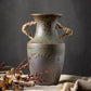 🌾 Bronze Design Rustic Ceramic Floor Vase – 12 Inch with Rope Handle - Nanna's Unique Findings
